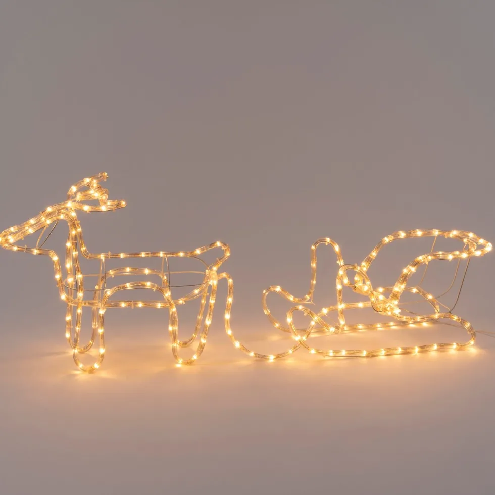 Intratuin kerstfiguur rendier slee met verlichting 56 x 23 x 22 cm