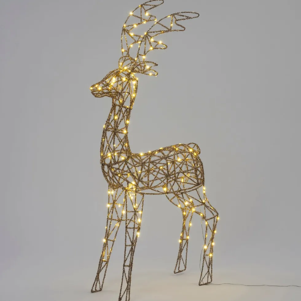 Intratuin kerstfiguur rendier Jay goud met verlichting 70 x 24 x 145 cm