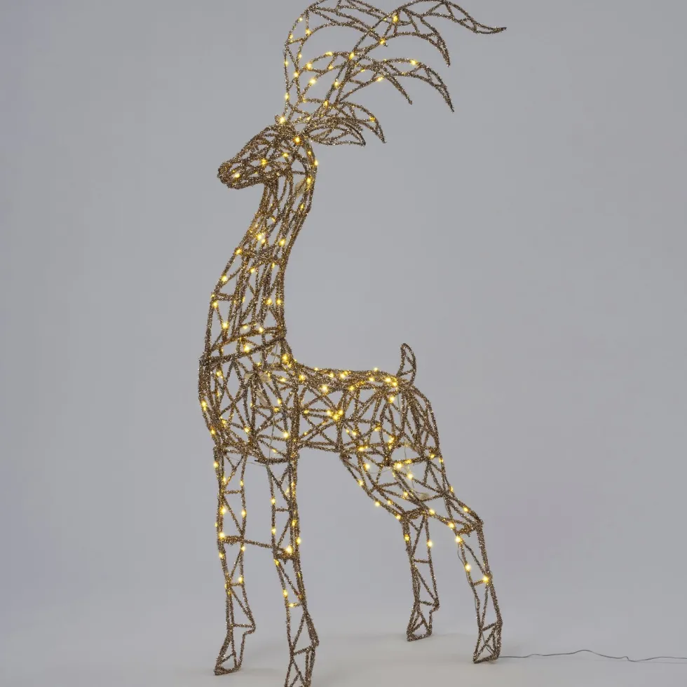 Intratuin kerstfiguur rendier Jay goud met verlichting 62 x 25 x 160 cm