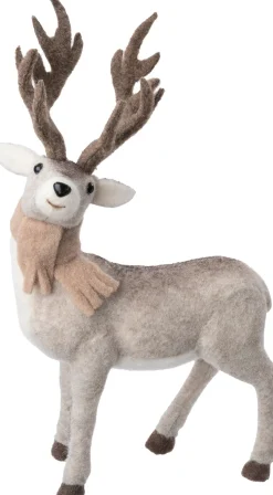 Intratuin kerstfiguur rendier grijs / wit 23 x 12 x 40 cm