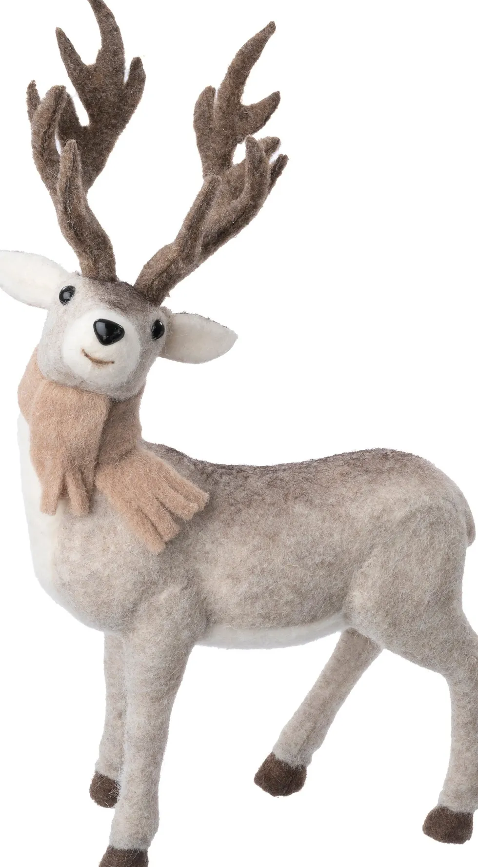 Intratuin kerstfiguur rendier grijs / wit 23 x 12 x 40 cm