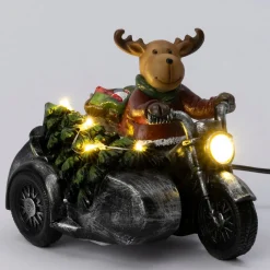 Intratuin kerstfiguur rendier op motor met verlichting 12 x 8 x 9 cm