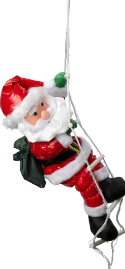 Intratuin kerstfiguur Rippu kerstman ladder rood / wit met verlichting 17 x 25 x 100 cm