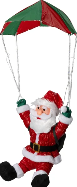 Intratuin kerstfiguur Rippu kerstman parachute rood / wit met verlichting 50 x 50 x 90 cm