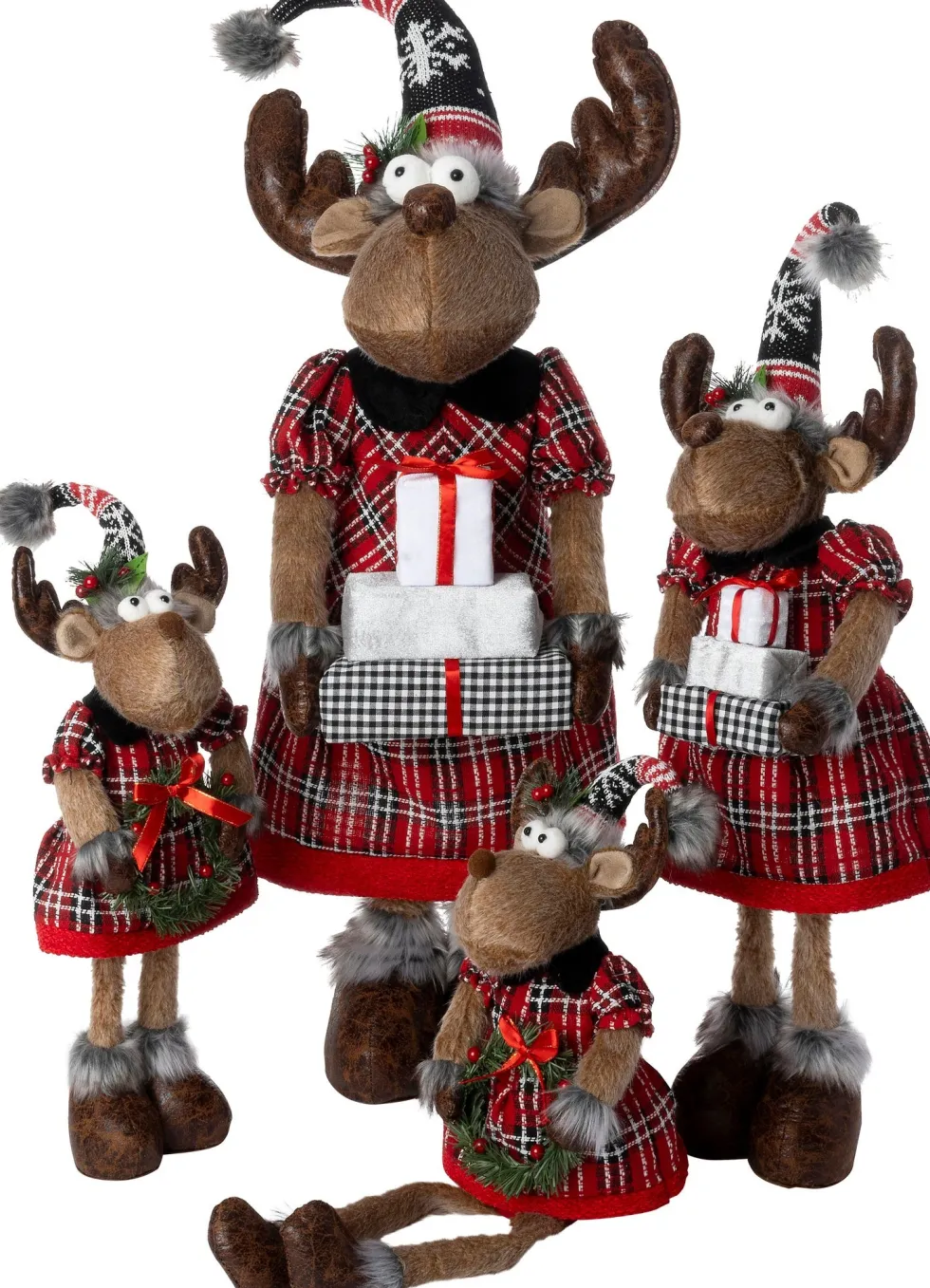 Intratuin kerstfiguur Robin rendier vrouw bruin / rood 20 x 13 x 58 cm