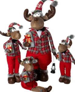 Intratuin kerstfiguur Robin rendier man bruin / rood 23 x 18 x 80 cm