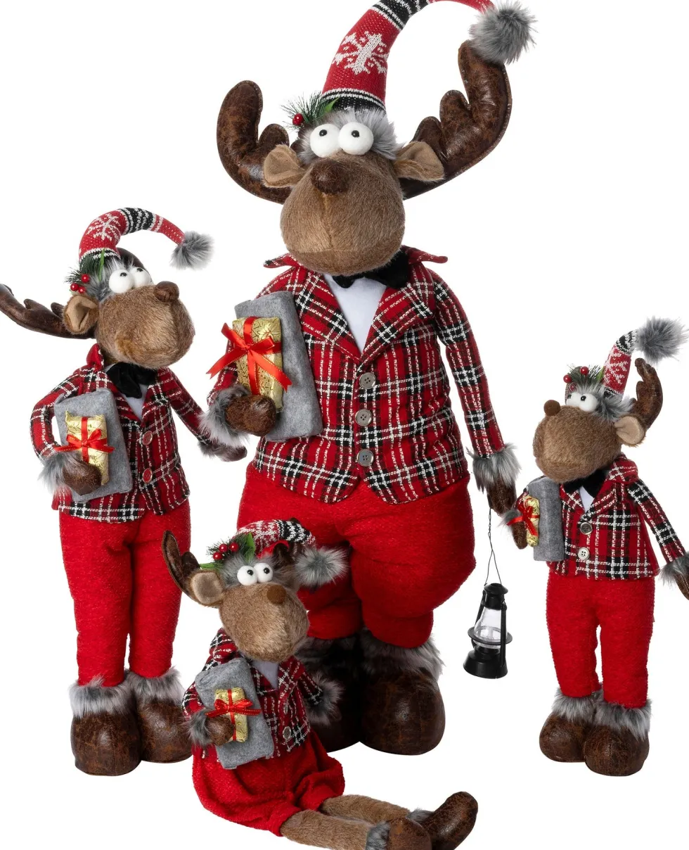 Intratuin kerstfiguur Robin rendier man bruin / rood 35 x 25 x 132 cm