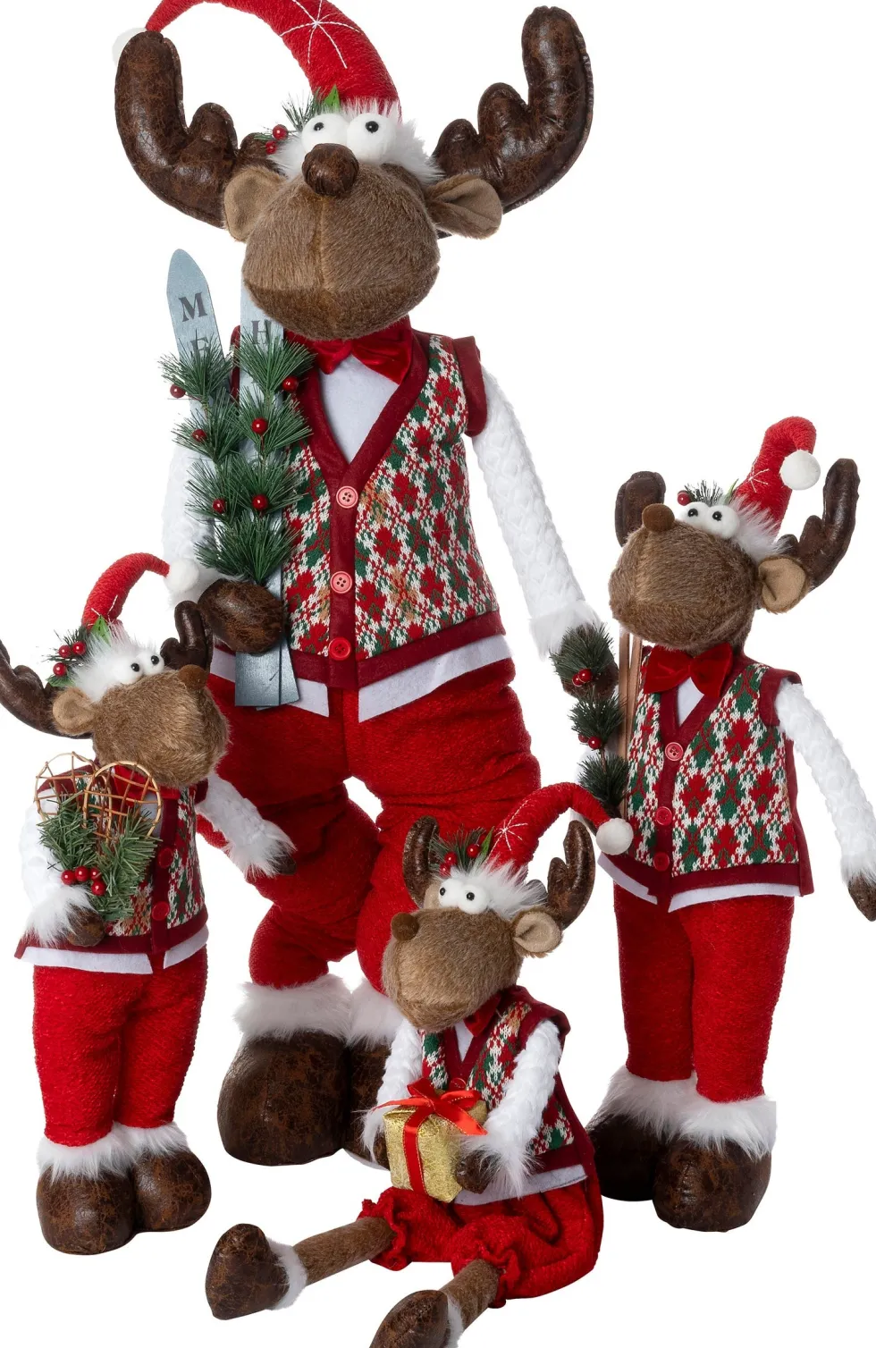 Intratuin kerstfiguur Robin rendier bruin / rood 22 x 16 x 68 cm