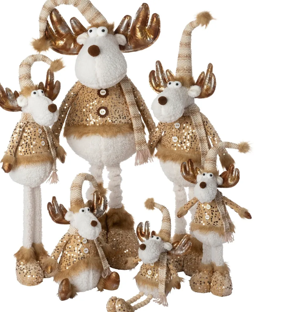 Intratuin kerstfiguur Ruben rendier wit / goud 19 x 12 x 53 cm