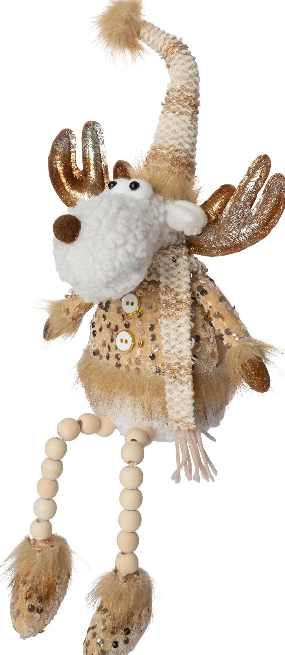 Intratuin kerstfiguur Ruben rendier wit / goud 19 x 12 x 53 cm