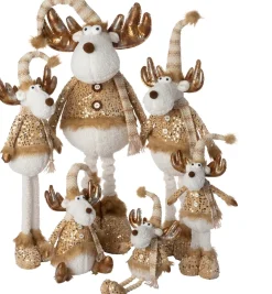 Intratuin kerstfiguur Ruben rendier wit / goud 40 x 35 x 150 cm