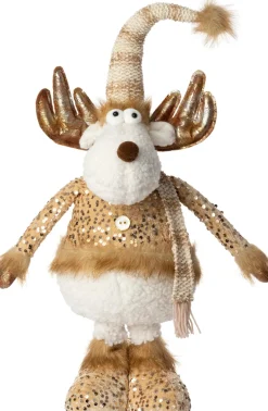 Intratuin kerstfiguur Ruben rendier wit / goud 40 x 35 x 150 cm