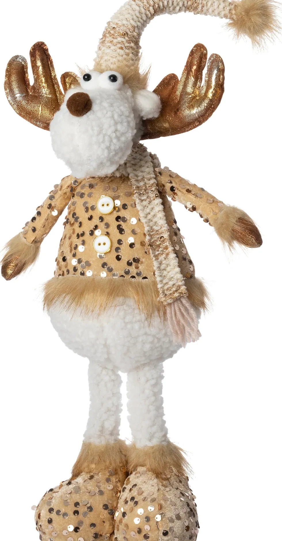Intratuin kerstfiguur Ruben rendier wit / goud 20 x 14 x 56 cm