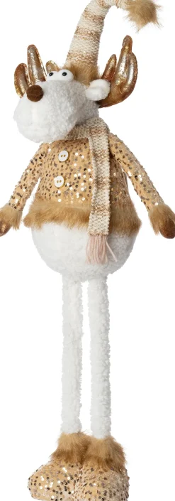 Intratuin kerstfiguur Ruben rendier wit / goud 28 x 25 x 102 cm