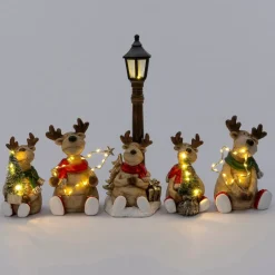 Intratuin kerstfiguur Serfa rendier bruin met verlichting 13 x 10,8 x 19,2 cm