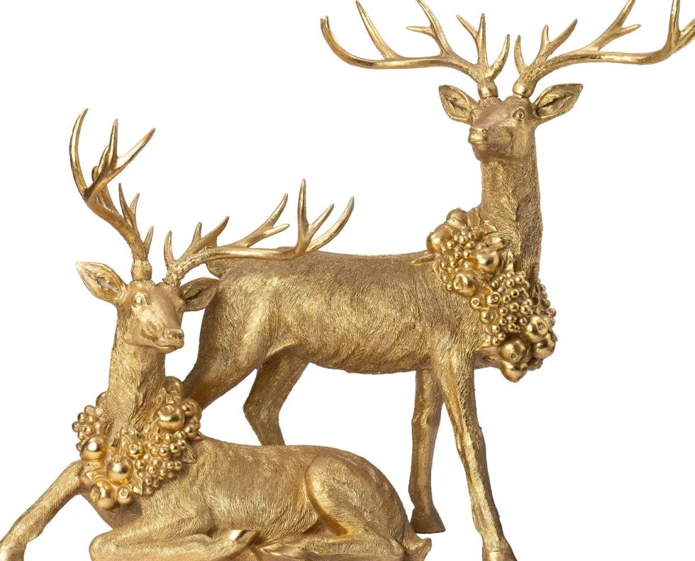 Intratuin kerstfiguur Shawly rendier liggend goud 75 x 38 x 72 cm