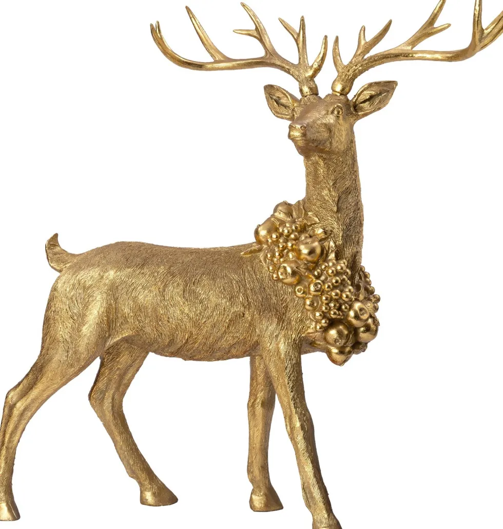 Intratuin kerstfiguur Shawly rendier staand goud 81 x 38 x 102 cm