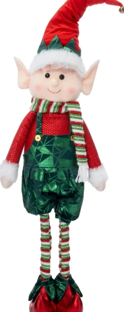 Intratuin kerstfiguur Sira elf broek groen / rood 28 x 13 x 103 cm