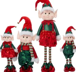 Intratuin kerstfiguur Sira elf rok groen / rood 28 x 13 x 103 cm
