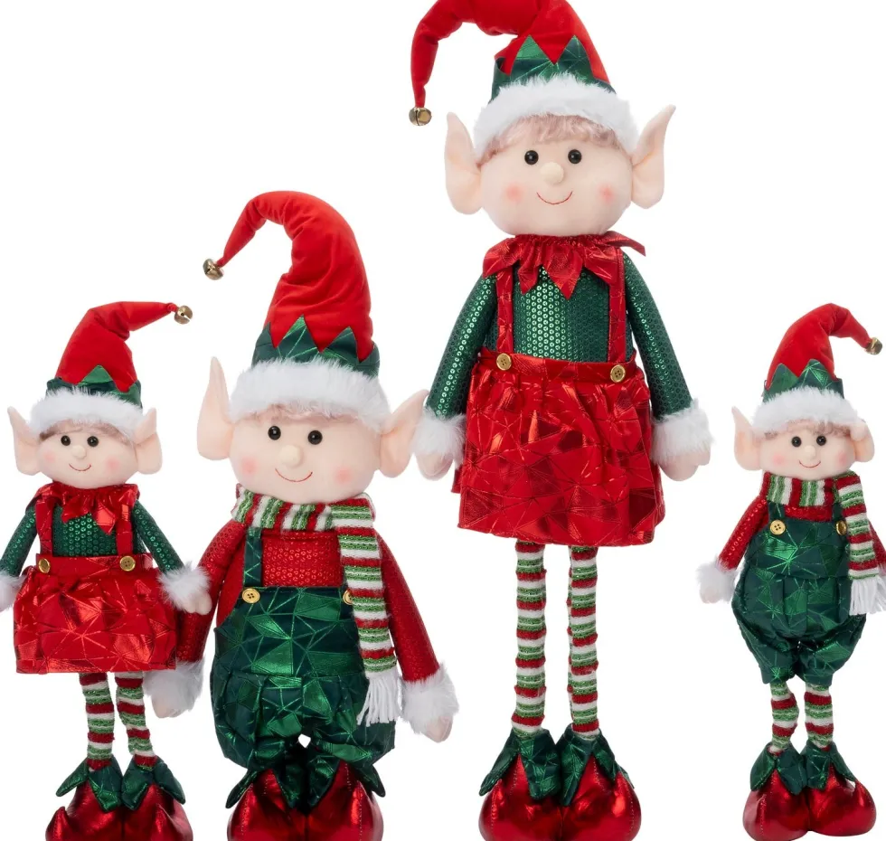 Intratuin kerstfiguur Sira elf rok groen / rood 28 x 13 x 103 cm