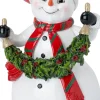 Intratuin kerstfiguur sneeuwpop wit / groen / rood 13,5 x 10,5 x 20 cm