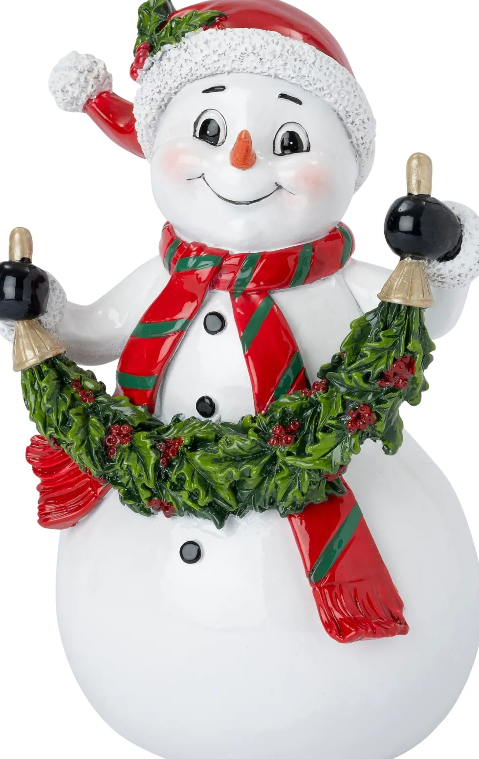 Intratuin kerstfiguur sneeuwpop wit / groen / rood 13,5 x 10,5 x 20 cm