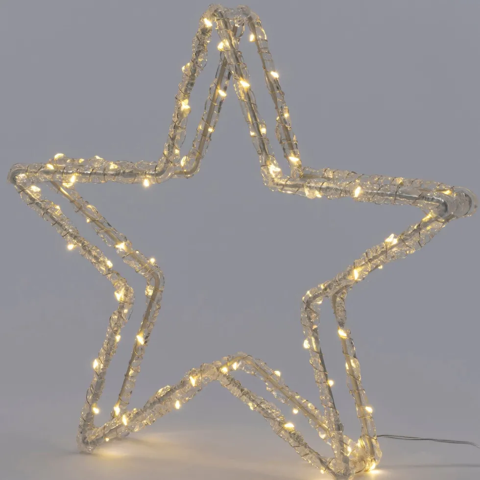 Intratuin kerstfiguur ster transparant met verlichting 31 x 5 x 29,5 cm