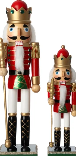 Intratuin kerstfiguur Sverre notenkraker goud / rood / wit 9,1 x 8 x 38 cm