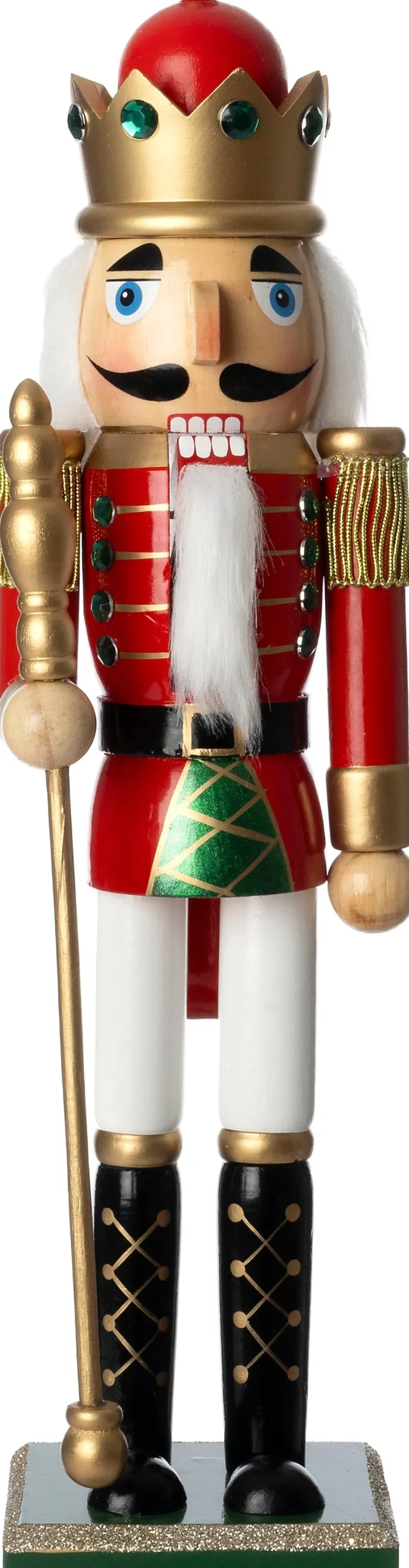 Intratuin kerstfiguur Sverre notenkraker goud / rood / wit 9,1 x 8 x 38 cm