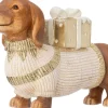 Intratuin kerstfiguur teckel cadeau beige / bruin 47 x 13,5 x 28 cm