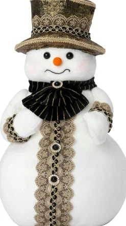 Intratuin kerstfiguur Timun sneeuwpop wit / goud 22 x 20 x 39 cm