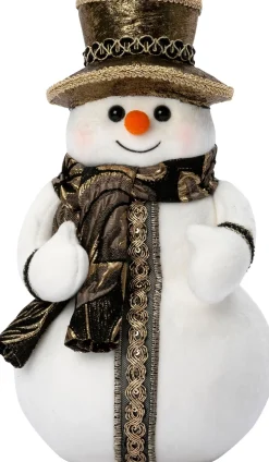 Intratuin kerstfiguur Timun sneeuwpop wit / goud 15 x 15 x 29 cm