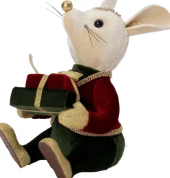 Intratuin kerstfiguur Tino muis rood / groen 13 x 12 x 19 cm