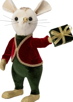 Intratuin kerstfiguur Tino muis rood / groen 20 x 10 x 26 cm