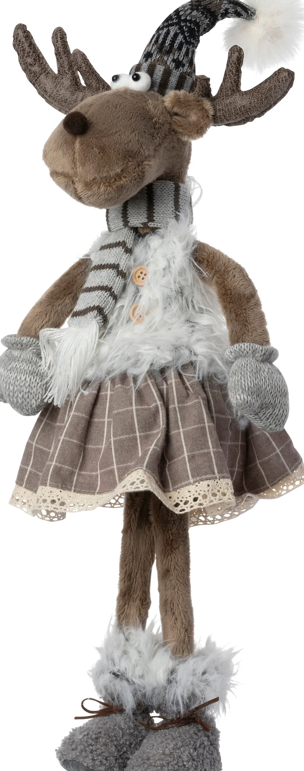 Intratuin kerstfiguur Tiroler eland vrouw bruin / grijs 20 x 13 x 62 cm
