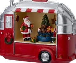 Intratuin kerstfiguur trailer kerstman rood / wit 23,5 x 10 x 16 cm