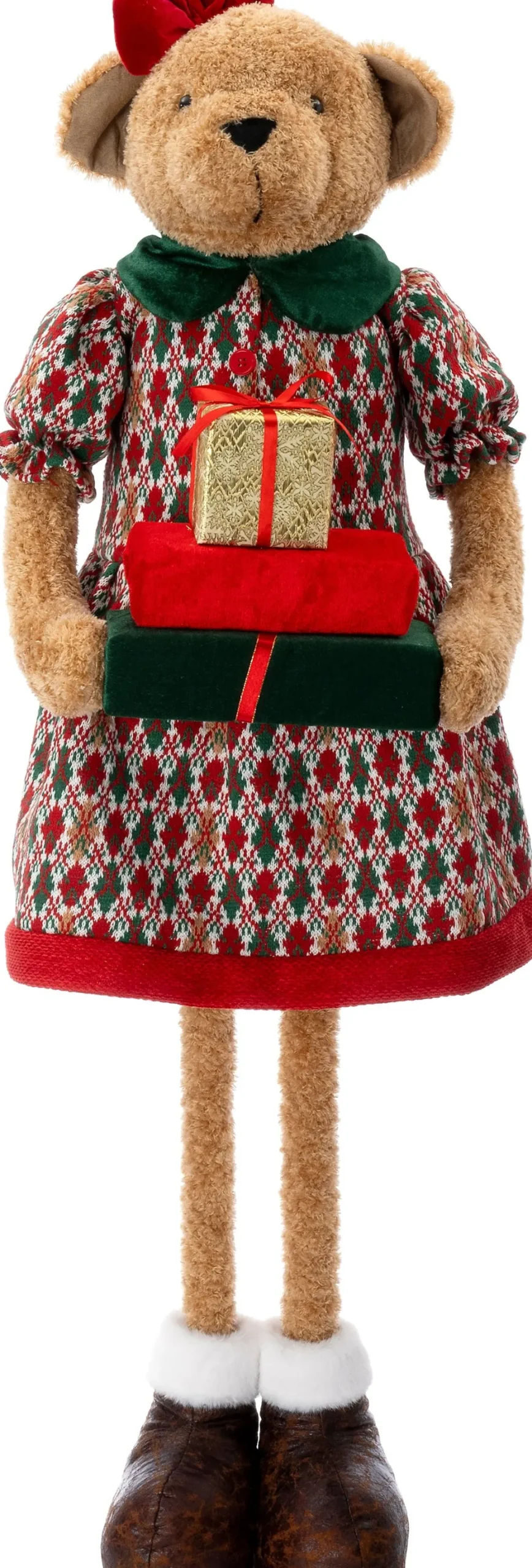 Intratuin kerstfiguur Yende beer vrouw rood 40 x 24 x 117 cm