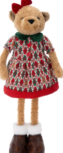 Intratuin kerstfiguur Yende beer vrouw rood 22 x 13 x 51 cm