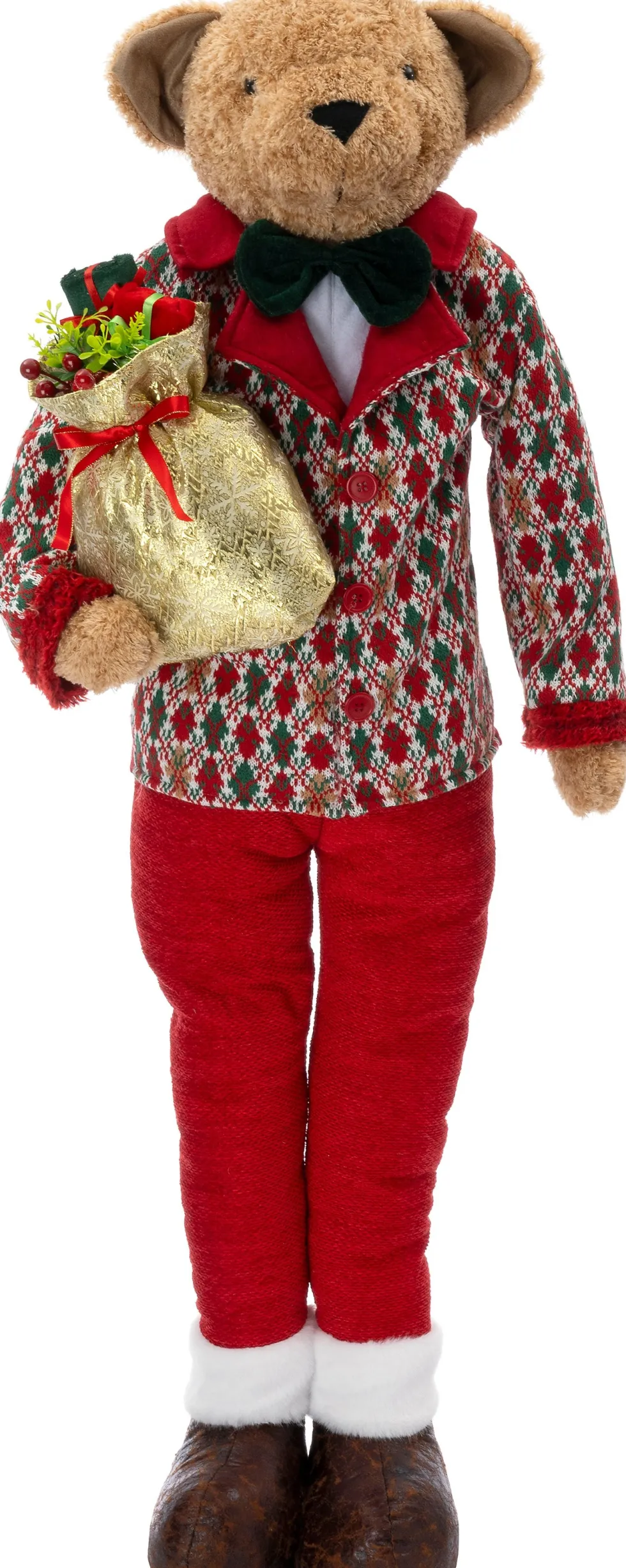 Intratuin kerstfiguur Yende beer man rood 40 x 24 x 117 cm