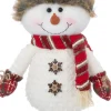 Intratuin kerstfiguur Yuki sneeuwpop zittend rood / wit 25 x 10 x 77 cm