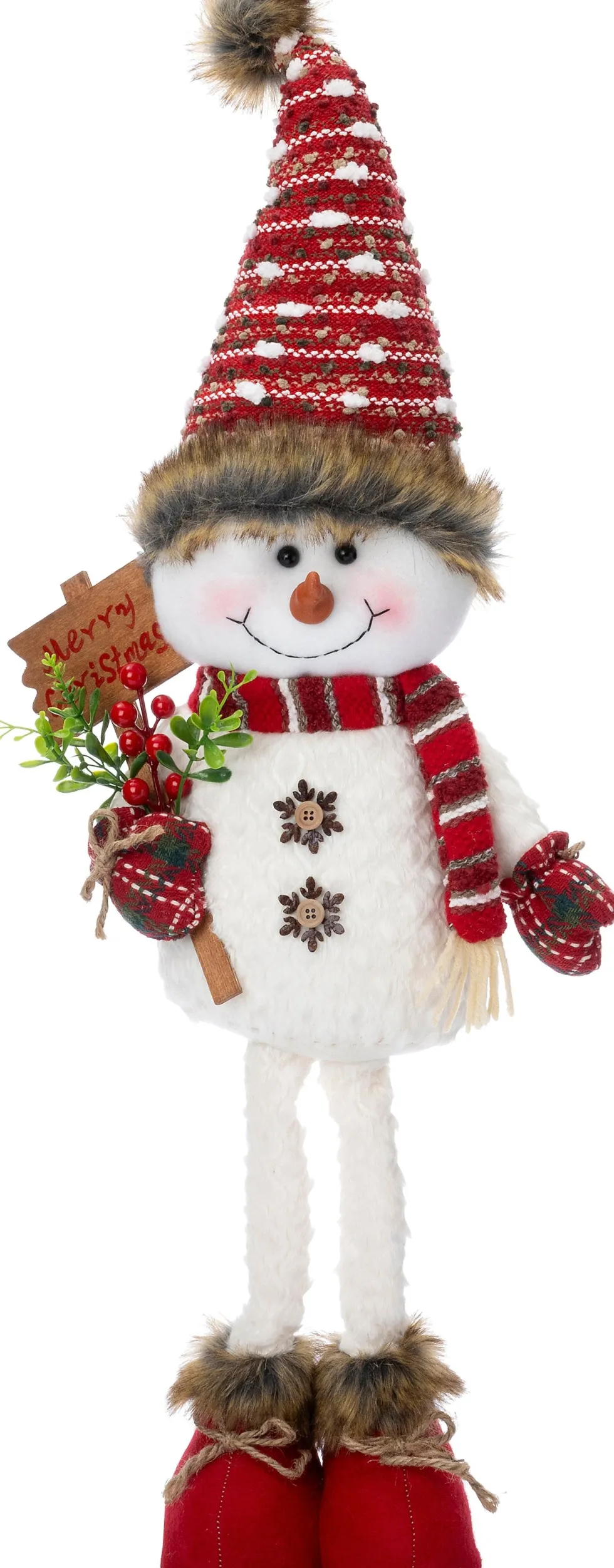 Intratuin kerstfiguur Yuki sneeuwpop staand rood / wit 24 x 12 x 74 cm