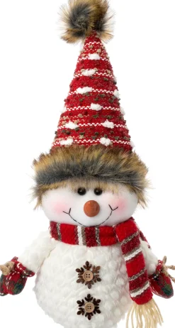 Intratuin kerstfiguur Yuki sneeuwpop staand rood / wit 20 x 12 x 38 cm