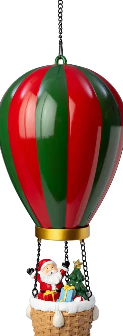 Intratuin kersthanger Aera luchtballon kerstman rood / groen met verlichting D 14,5 H 27,5 cm