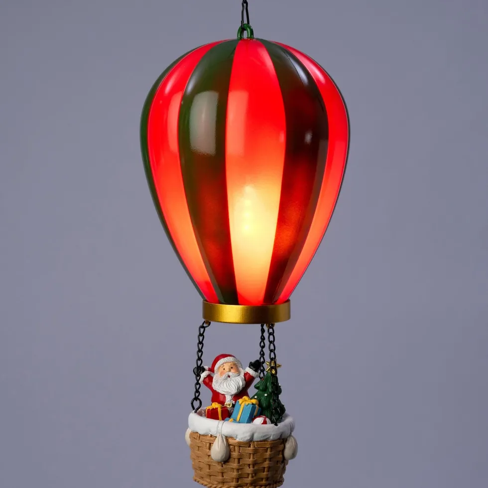 Intratuin kersthanger Aera luchtballon kerstman rood / groen met verlichting D 14,5 H 27,5 cm