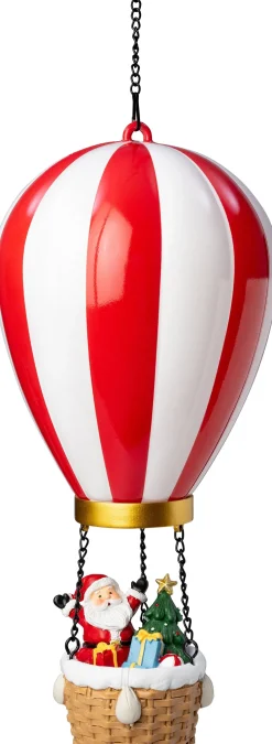Intratuin kersthanger Aera luchtballon kerstman rood / wit met verlichting D 14,5 H 27,5 cm