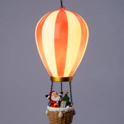 Intratuin kersthanger Aera luchtballon kerstman rood / wit met verlichting D 14,5 H 27,5 cm