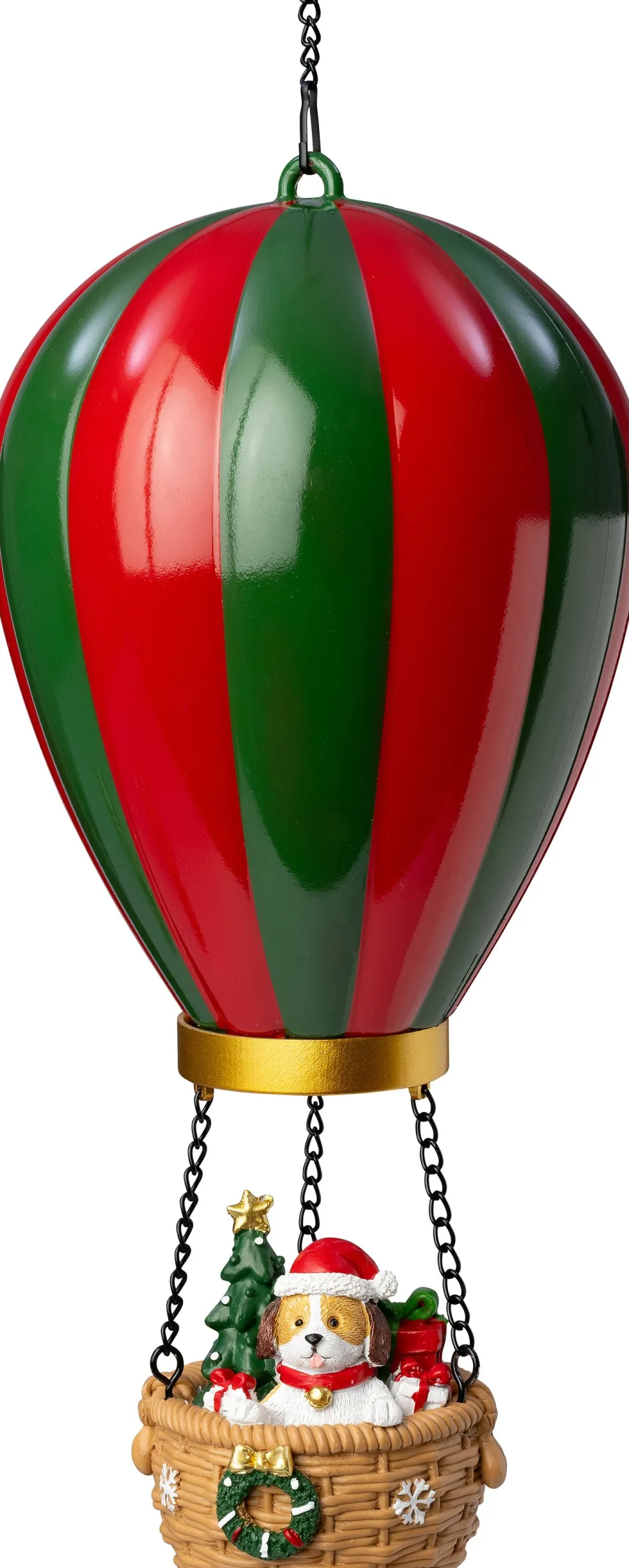 Intratuin kersthanger Aera luchtballon hond rood / groen met verlichting D 14,5 H 27,5 cm
