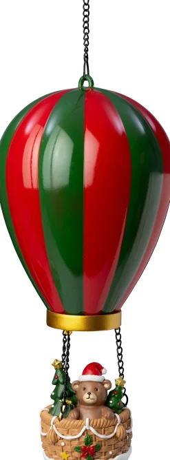 Intratuin kersthanger Aera luchtballon beer rood / groen met verlichting D 14,5 H 27,5 cm