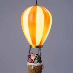 Intratuin kersthanger Aera luchtballon kerstman goud / wit met verlichting D 14,5 H 27,5 cm