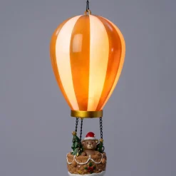 Intratuin kersthanger Aera luchtballon beer goud / wit met verlichting D 14,5 H 27,5 cm